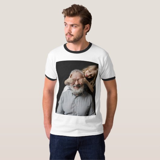 Vervang met Custom Photo Basic Ringer T-shirt (Voorkant volledig)