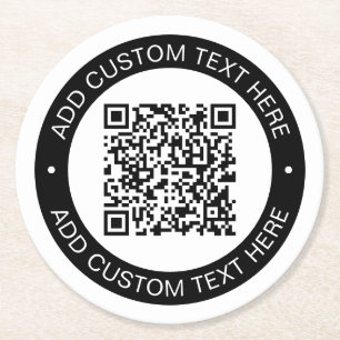 Vervang met je eigen geüploade QR-code of afbeeldi Ronde Kartonnen Onderzetter
