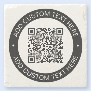 Vervang met je eigen geüploade QR-code of afbeeldi Stenen Onderzetter
