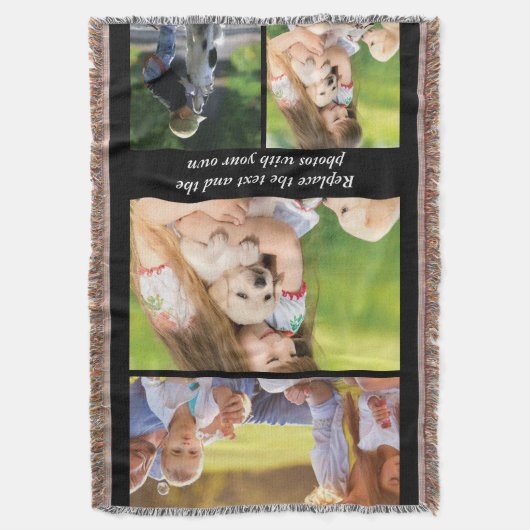 Vervang tekst en foto's door uw eigen deken (Voorkant Verticaal)