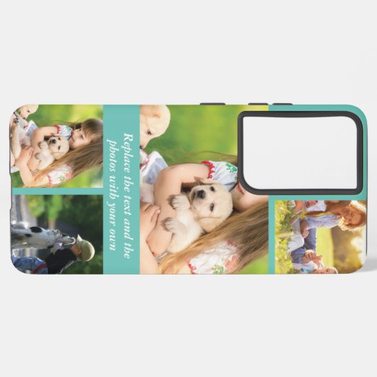 Vervang tekst en foto's door uw eigen samsung galaxy hoesje (Linkerkant)