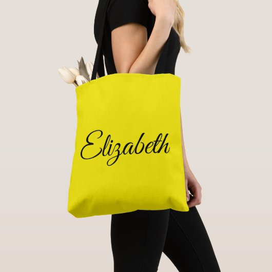 Vervang uw eigen naam elegant script voor helder g tote bag (Dichtbij)