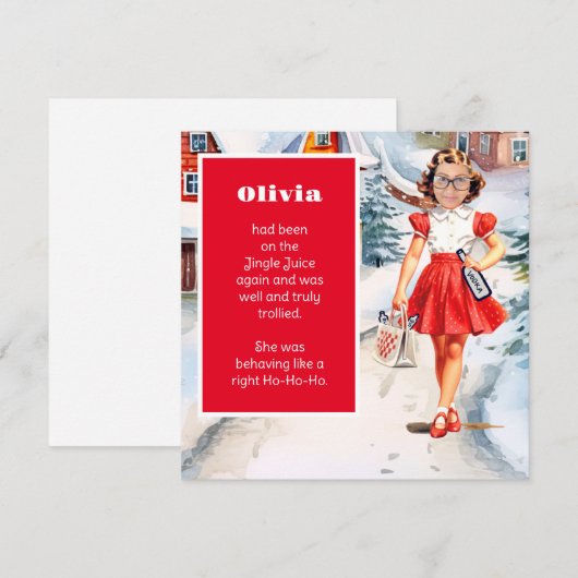 Vervang uw gezicht Kerstmis Feestdagenkaart (Voorkant / Achterkant)