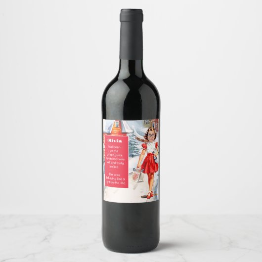 Vervang uw gezicht Kerstmis Wijn Etiket (Voorkant)