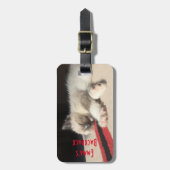 Vervangbare foto Schattige Sleeping Kitten Custom Bagagelabel (Voorkant verticaal)