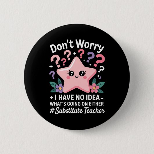 Vervangende docent Kawaii Ronde Button 5,7 Cm (Voorkant)