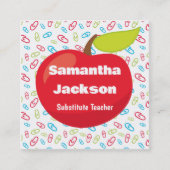 Vervangende leraar Red Apple Vierkante Visitekaartje (Voorkant)