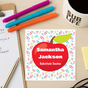 Vervangende leraar Red Apple Vierkante Visitekaartje