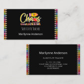 Vervangende leraar regenboog potloden visitekaartje (Voorkant / Achterkant)