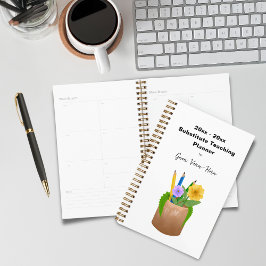 Vervangende School Leraar Potloden Bloemen Klein Planner