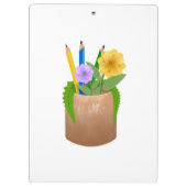 Vervangende School Leraar Potloden Bloemen Klembord (Achterkant)