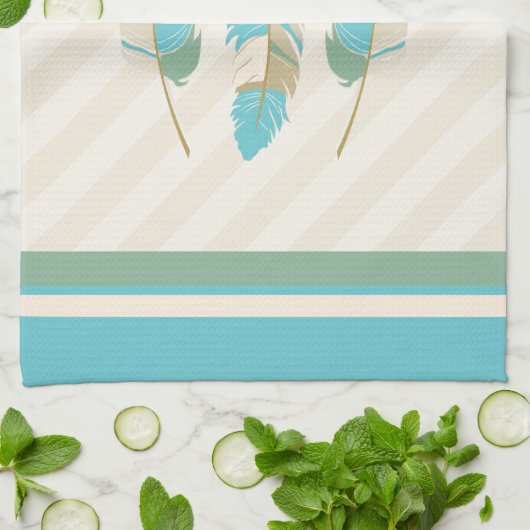 Vervangers op Cream, Blue en Green Theedoek (Gevouwen)