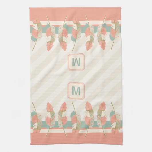 Vervangers op Cream, Coral en Mint Green Theedoek (Verticaal)