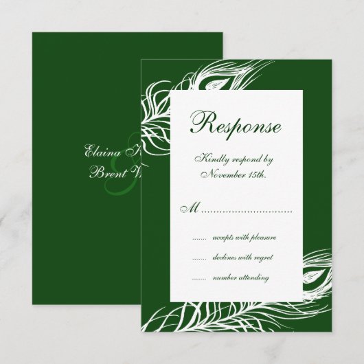 Vervangers op Emerald Green RSVP Kaartje (Voorkant / Achterkant)