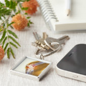 Vervanging knie. Röntgenfoto's, gekleurd, van een Sleutelhanger (Zijkant)