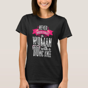 Vervanging knie Vrouw Bionische knieoperatie herst T-shirt
