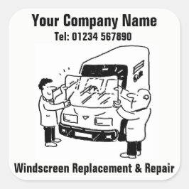 Vervanging & Reparatie Voorruit Cartoon Vierkante Sticker