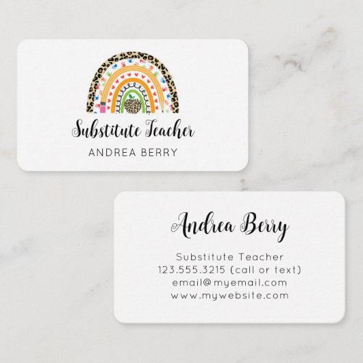 Vervanging van de regenboogluipdruk van de leraar visitekaartje (Voorkant / Achterkant)