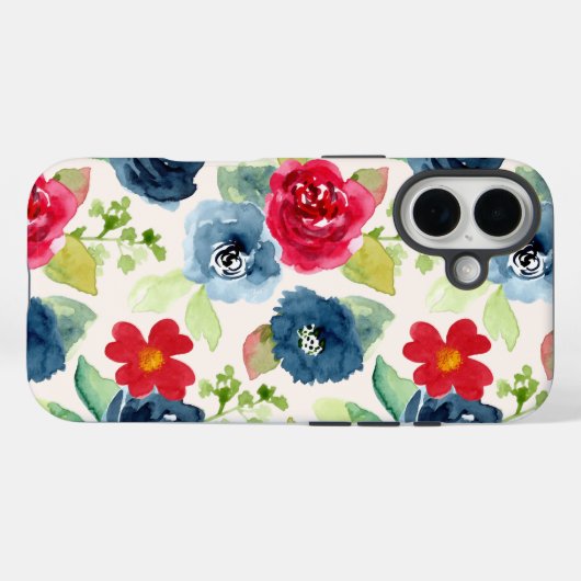 Vervederde bloemen gedrukt Case-Mate iPhone case (Achterkant (horizontaal))