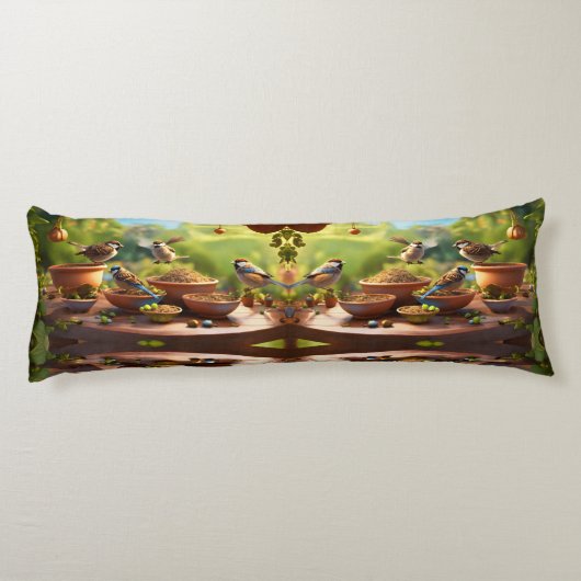 Vervederde Rust: Vogels Ontwerp Lichaamskussen (Achterkant)