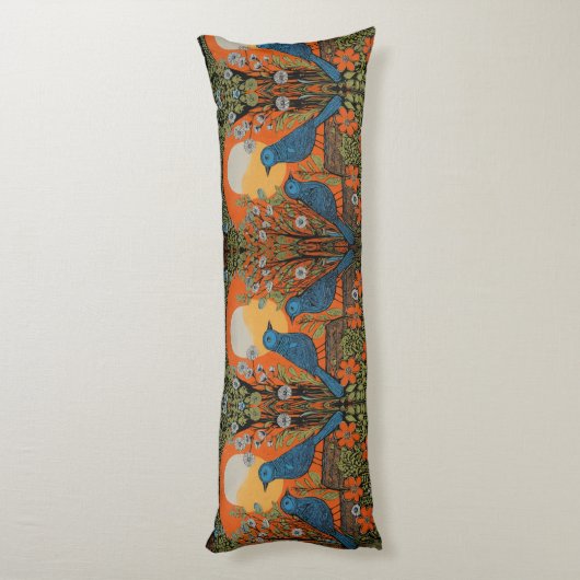 Vervederde Rust: Vogels Ontwerp Lichaamskussen (Achterkant (Verticaal))