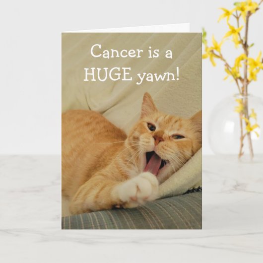 Verveeld met kanker grappige kat kaart (Gele Bloem)