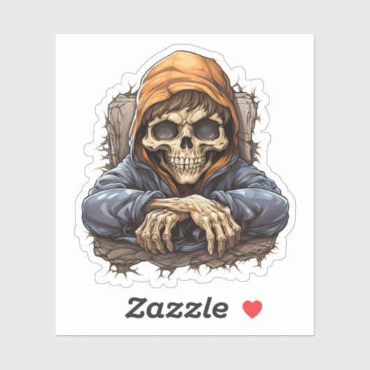 Verveeld skelet zitten in bos koel skelet sticker (Vel)