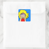 Verveelde Blondine  Vierkante Sticker (Tas)