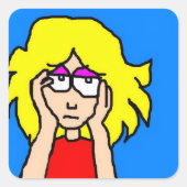 Verveelde Blondine  Vierkante Sticker (Voorkant)