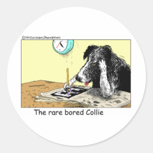Verveelde Border Collie Grappige Cadeaus T-shirts  Ronde Sticker