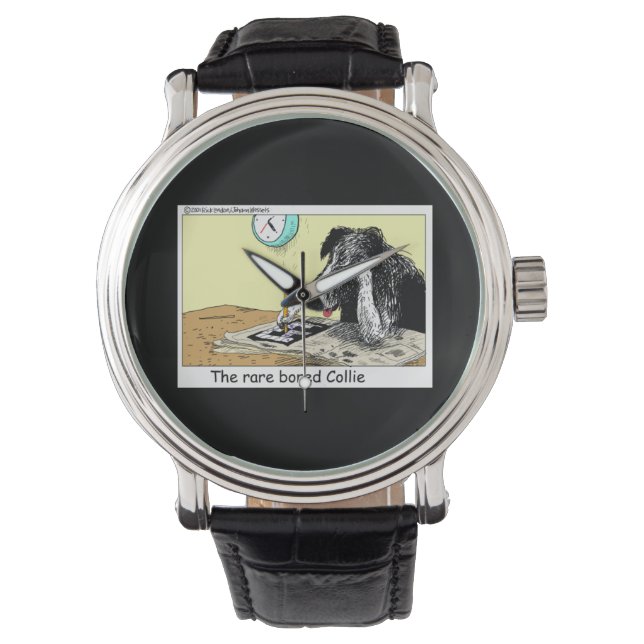 Verveelde Border Collie Grappige Uniseks Horloge (Voorkant)