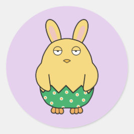 Verveelde Bunny Chick 02 Ronde Sticker