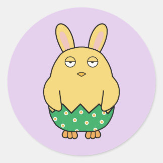 Verveelde Bunny Chick 02 Ronde Sticker