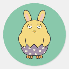 Verveelde Bunny Chick 03 Ronde Sticker