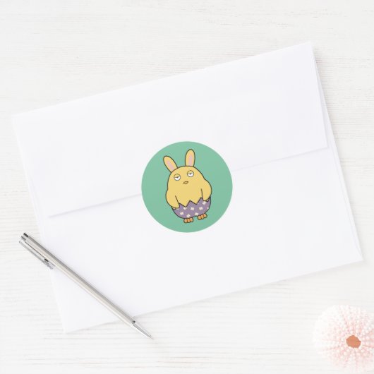 Verveelde Bunny Chick 03 Ronde Sticker (Envelop)