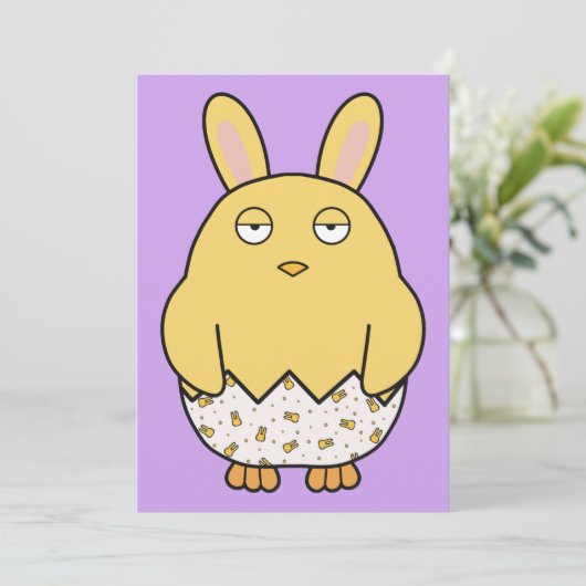 Verveelde Bunny Kuiken Kaart (Staand voorkant)