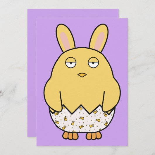 Verveelde Bunny Kuiken Kaart (Voorkant / Achterkant)