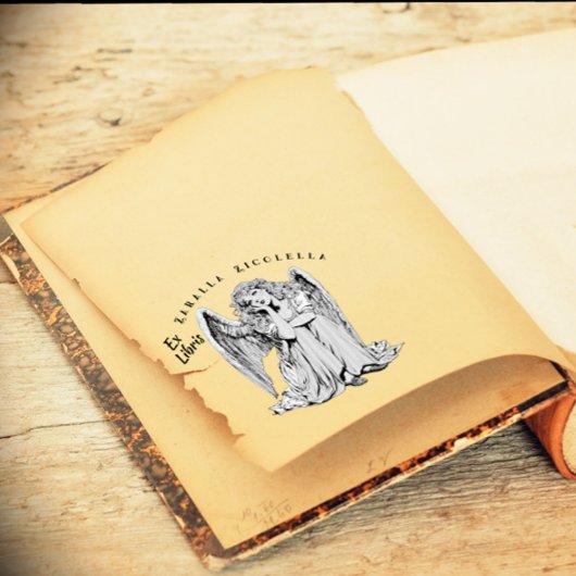 Verveelde engel meisje houten stempel