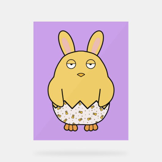 Verveelde konijnenchick acryl bord (Voorkant)