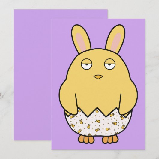Verveelde konijnenchick kaart (Voorkant / Achterkant)