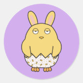 Verveelde konijnenchick ronde sticker (Voorkant)