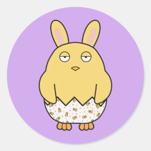 Verveelde konijnenchick ronde sticker