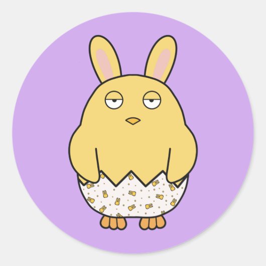 Verveelde konijnenchick ronde sticker (Voorkant)