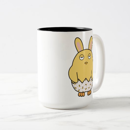 Verveelde konijnenchick tweekleurige koffiemok (Voorkant rechts)