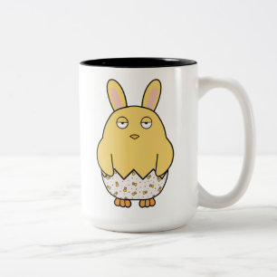 Verveelde konijnenchick tweekleurige koffiemok