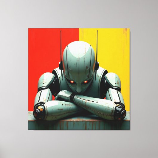 verveelde robot canvas afdruk (Voorkant)