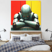 verveelde robot canvas afdruk (Insitu (Slaapkamer))