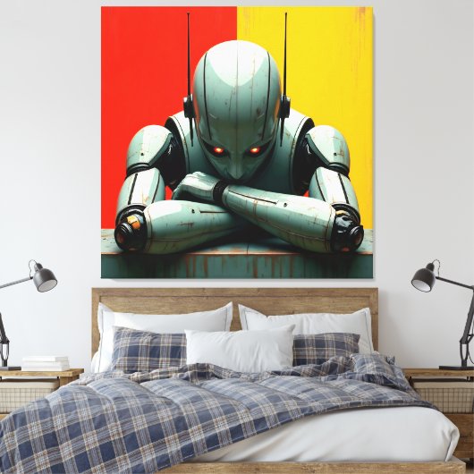 verveelde robot canvas afdruk (Insitu (Slaapkamer))