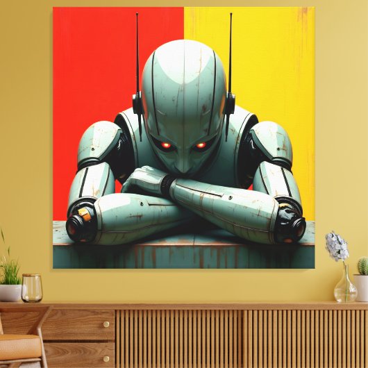 verveelde robot canvas afdruk (Insitu (Woonkamer))