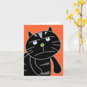 Verveelde Zwarte Kat Blank Kaart (Gele Bloem)